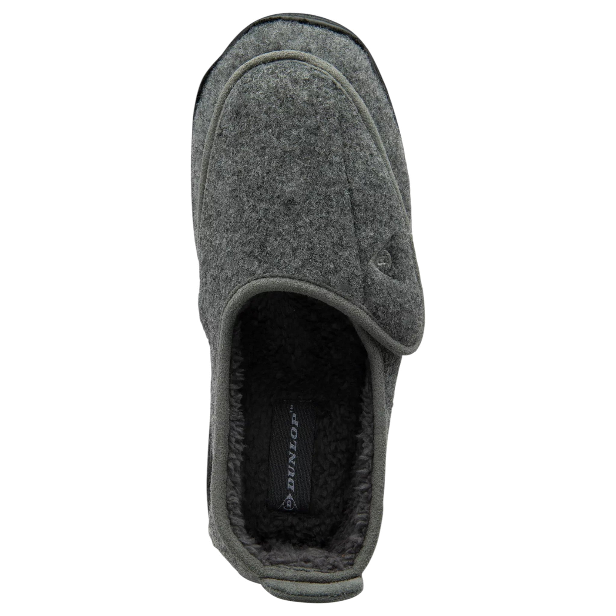 Dunlop men’s orthopaedic slippers with touch fastening and memory foam insole in charcoal grey
